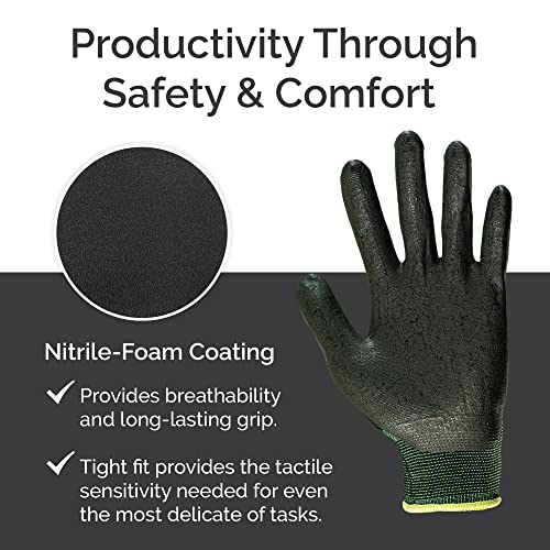 – NiTex P-200 Nylon Nitrile Gloves, Breathable Nitrile Foam Coated Utility Gloves for Insulated Grip, Black, 6-Pair, Medium - color: Black, size: 6 Pairs (Medium)