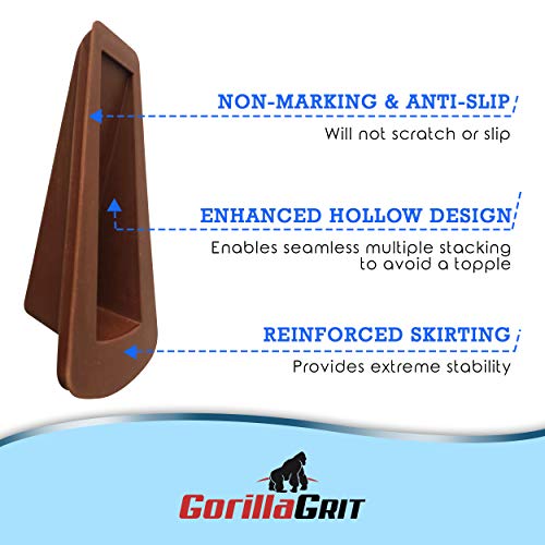 Rubber Door Stoppers - Door Stop Wedge, Large Heavy Duty Flexible Door Holder - Brown 4 Pack - Non Marking Anti Slip Jammer - color: Brown
