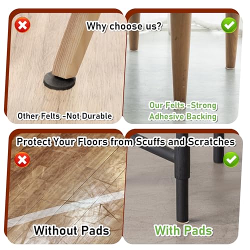 48Pcs Adhesive Felt Pads for Cabinet Doors 3/4" Thin Furniture Felt Pads for Chair Legs Small Felts Pad for Coasters Bottom Dots Round Foam Circles Cushion Dots for Hardwood Floors Vase