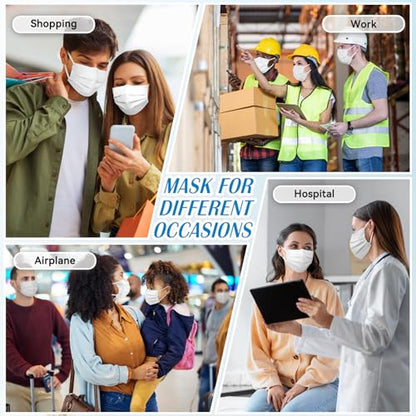 Disposable Face Mask For Adults - Travel Essentials, 100 Pack Individually Wrapped, 4 Ply Protection,Safety Masks Disposable - color: White