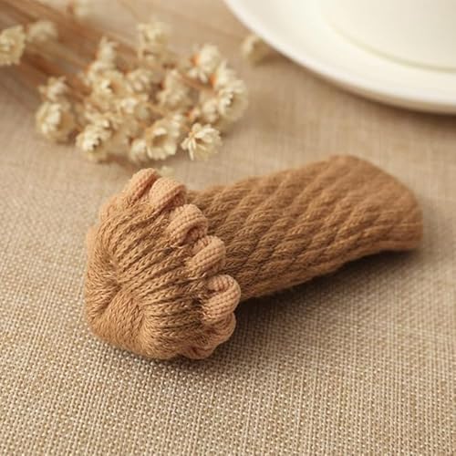 32Pcs Chair Leg Floor Protectors Knitted Furniture Foot Covers Non-Slip Wear-Resistant Noise Reduction Chair Cover Cap Solid Color Set - color: Style 5-khaki