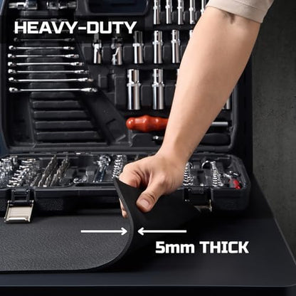 ONREVA Workbench Mat 24X48 Inches, EVA Rubber Work Mat, Protect Your Work Bench Top, Heavy Duty Pad for Tool Box Top, Table, Tool Station, Rolling Cabinet Cart Cover Liner Matt, 48"X24" 5mm Thick
