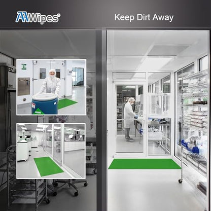 AAwipes Sticky Mat Tacky Pads Adhesive 18" x 24" 10 Packs, 30 Sheets/Packs, 300 Sheets Total Green Cleanroom Floor Mats Remove Dirt for Laboratory Construction Hospital Shoes - size: Green 18" x 24"