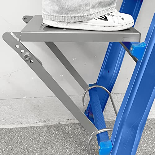 Ladder Platform Accessory - Work Tray for Tools, 400 lbs Capacity, Heavy Duty Ladder Accessory Universal Fit for Most Ladders (Silver)