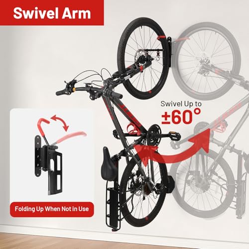 Swivel Bike Wall Mount, Bike Hangers for Garage, Space-Saving Vertical Bike Rack, Sturdy Bike Storage Rack Holds Up to 66lbs with No-scratch Protection, Easy to Install, 4 Pack - style: Type B：4 Pack