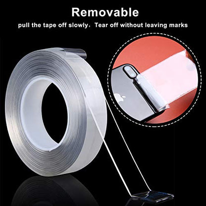 Nano Double Sided Tape Heavy Duty, 16.4FT Multipurpose Strong Mounting Tape, Reusable Removable Washable Traceless Gel Grip Adhesive for Carpet, Poster Sticky Wall, Home, Office Decor. - size: Length:16.4 FT - Width:1.2inches