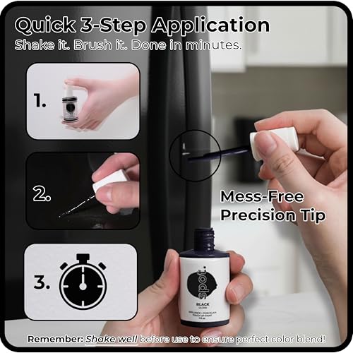 spot. High-Gloss Black Touch Up Paint – Porcelain and Appliance Repair for Chips, Stains, Scratches, and Cracks on Fridges, Microwaves, Dishwashers, Dryers, Tiles, and Metal Surfaces – 1 fl oz - color: Black Pearl