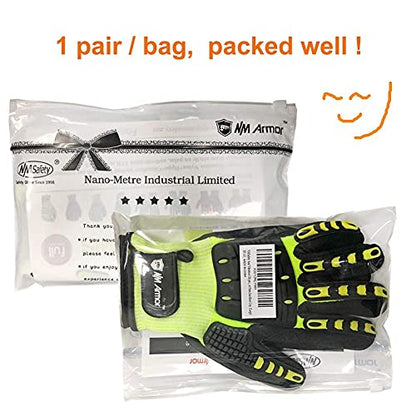 Anti-Vibration Heavy Duty Safety Work Gloves,Cut Resistant Safety Anti Impact Gloves,Excellent Grip. - size: Medium