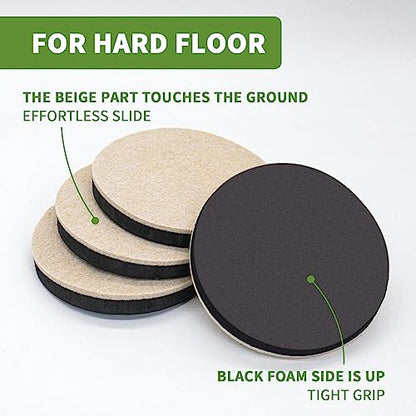 Furniture Sliders for Hardwood Floors 8 PCS - 4 3/4 inch Sliders for Moving Furniture – Felt Furniture Pads for Hardwood Floors - size: 8 PCS 4 3/4" Beige