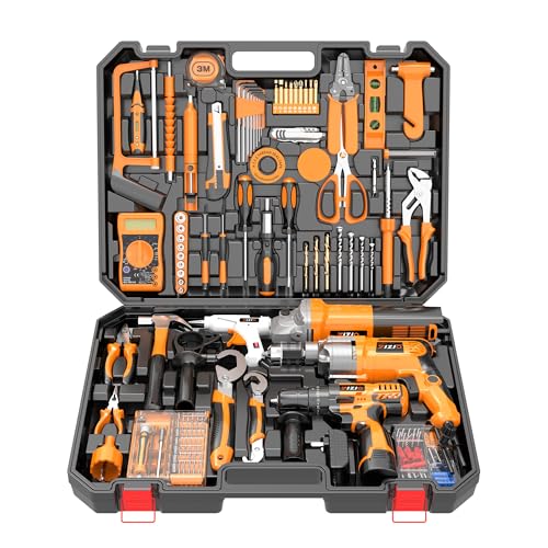 IZIO 42-Piece General Home Repair Tool Set with Drill, Grinder & Multimeter - Ideal Gift Idea for Men, Dad, Husband, Homeowners - Complete DIY Hand Tool Kit for Housewarming, Birthday, Christmas
