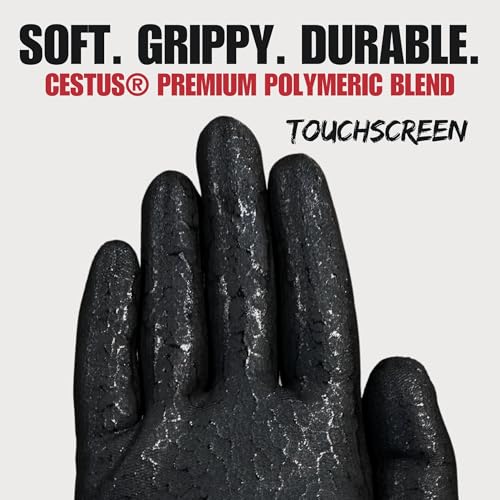 Cestus C11e, Nitrile Coated Work Gloves with Grip, Touchscreen, Reinforced Double Knit - size: Small, style: 12 Pairs