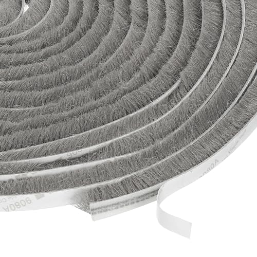 uxcell Self Adhesive Brush Seal Weather Stripping 5/16" x 1/4" x 16.4ft, Door Brush Strip for Sliding Sash Door Window Wardrobe Seal, Gray - color: Gray, size: 5/16" x 1/4" x 16.4ft
