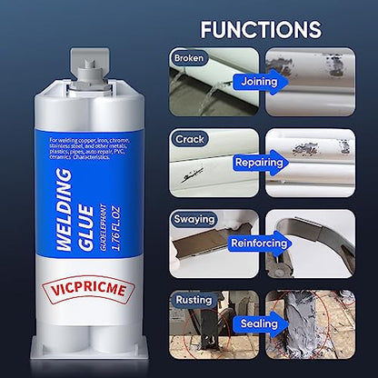 Metal Glue, 1.76 oz Automotive Glue Heavy Duty Waterproof, Weld Fill Cast Plastic, Wood, Ceramic, Stainless Steel, Cement, Outdoor Fence Repair, High Temperature Resistant (3 pcs) - size: 30min 3pcs