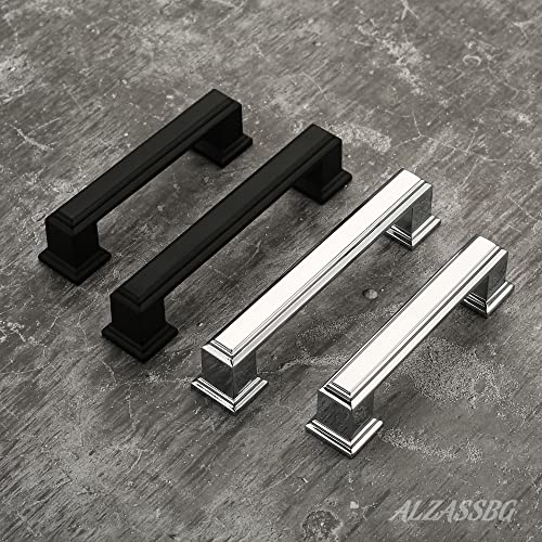 Alzassbg 10 Pack Polished Chrome Cabinet Pulls, 3 Inch(76mm) Hole Center Cabinet Handles Kitchen Pulls for Cabinets and Drawer AL3071CP - color: Polished Chrome, size: 3" Hole Center
