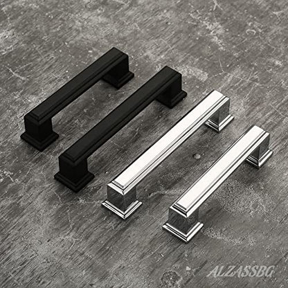 Alzassbg 10 Pack Polished Chrome Cabinet Pulls, 3 Inch(76mm) Hole Center Cabinet Handles Kitchen Pulls for Cabinets and Drawer AL3071CP - color: Polished Chrome, size: 3" Hole Center