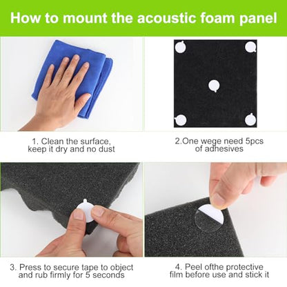 240Pcs Acoustic Foam Panels Tape, Removable Mounting Tape for Wall Double Sided Strong Adhesive Sound proofing Transparent Putty Clear Sticker Heavy Duty 1inch Round (240)