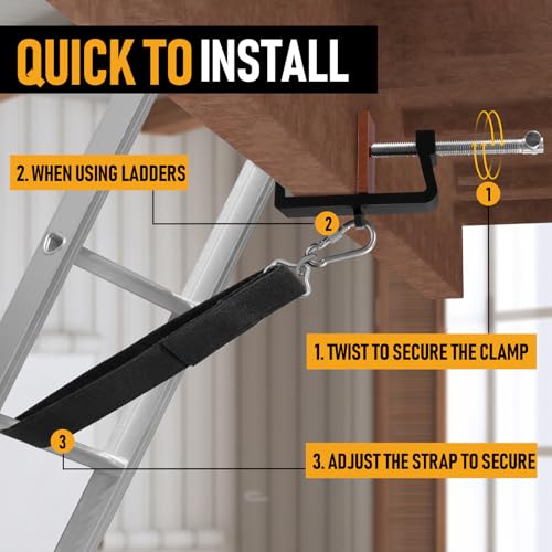 Ladder Stabilizer with Laddder Rack Straps, Ladder Stability Anchor Includes 2-Ft and 3-Ft Strap,Lightweight Aluminum Ladder Leveler, Secure, Stable, Anti-Slip Anchor