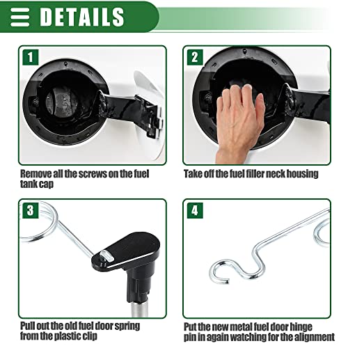 Motoforti Fuel Door Spring Hinge Pin Kits, Filler Neck Housing Cover Fix Pin, for Ford F-150 2009-2014, for Lincoln MKZ, for Mercury Milan, Stainless Steel, 4L3Z-9927936-BA, Black, 1 Set