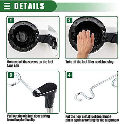 Motoforti Fuel Door Spring Hinge Pin Kits, Filler Neck Housing Cover Fix Pin, for Ford F-150 2009-2014, for Lincoln MKZ, for Mercury Milan, Stainless Steel, 4L3Z-9927936-BA, Black, 1 Set