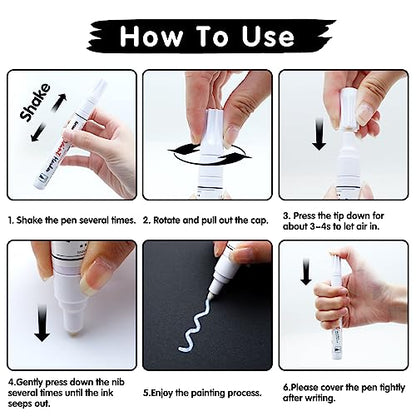 Artsunlvy White Paint Pens marking pens Permanent Markers - 2 Pack Oil Based Waterproof Markers for Tire, Rubber,Wood, Rocks, Metal, Canvas,Plastic, Dark Surface,Craft office Supplies,Medium Point - color: White