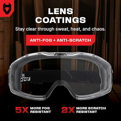 NoCry Anti Fog Safety Goggles Over Glasses For Men And Women — ANSI Z87.1 Premium Anti Scratch & UV380 — Eye Protection with Panoramic Lens & Adjustable Strap — Perfect Dust Goggles for Chemistry Lab - style: Premium Goggles