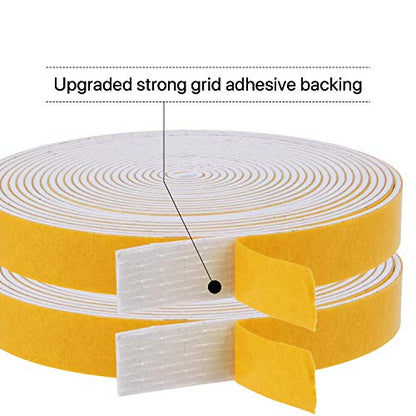 Foam Weather Stripping-2 Rolls,1/2 Inch Wide X 1/16 Inch Thick Total 26 Feet Long, Foam weatherstrip with Adhesive for Door Insulation(13ft x 2 Rolls) - size: 1/2" (W) x 1/16" (T) x 26' (L)