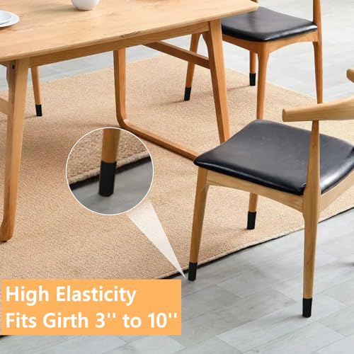 16 PCS Black Furniture Leg Socks - Large Knitted Chair Leg Floor Protectors for Hardwood Floors - Fits Round and Square Legs - High Elastic Bar Stool Chair Leg Covers Furniture Caps Set for All Shapes - size: 16 Pcs Black Large