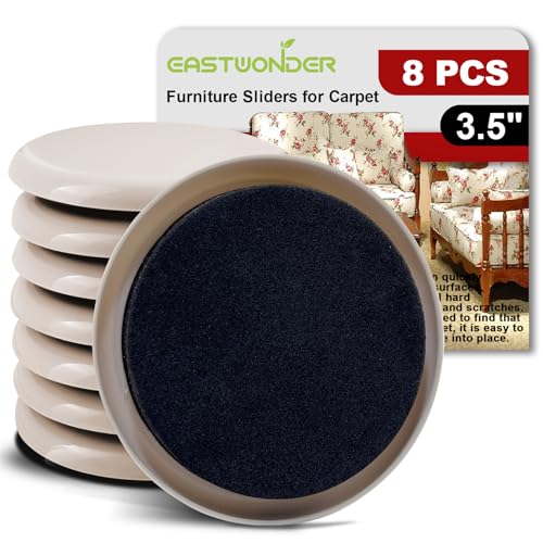 3.5-Inch Furniture Sliders for Carpet & Hardwood Floors, 8PCS Reusable Heavy-Duty Furniture Moving Pads, Effortless Moving and Surface Protection - size: 3.5 inch 8 PCS (Round)