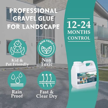 Rock Glue for Landscaping, Fast Drying Lockdown Sticky Rock Glue, Reliable and Non-Toxic Gravel Binder for Rocks, and Pea Gravel, Lasts up to 12-24 Months