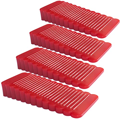 4 Pack Red Rubber Door Stopper Wedge Thin and Small Non Slip Plug Discrete Heavy Soft Silicone Door Stops for Indoor Cupboard Shower Kitchen Floor Doorstop - color: Red-4pcs