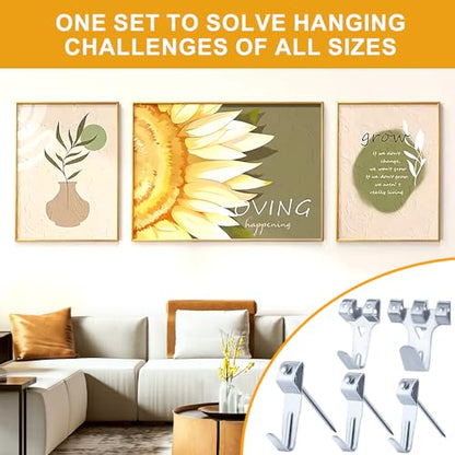 KURUI 303Pcs Picture Hanging Kit, Picture Hangers Assorted Kit with Heavy Duty Wall Hooks, Sawtooth, Picture Wire, D Rings, Hardware Nails, Eye Hooks, Silver Heavy Duty Frame Hooks - size: Silver