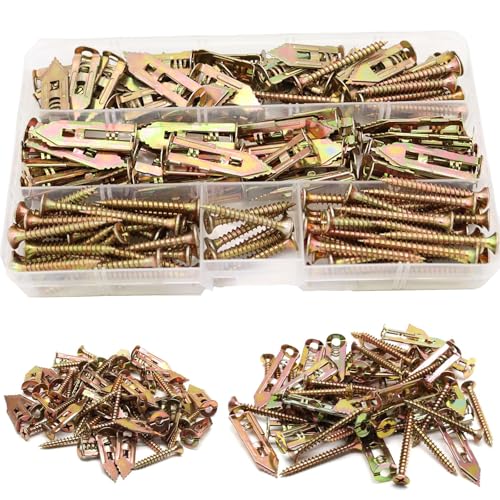 Self Drilling Drywall Anchor Kit 160PCS - Heavy Duty Carbon Steel Zinc Plated Expansion Anchors with Self Tapping Screws, No Pre-Drilling Required, for Drywall/Plasterboard/Sheetrock, AXK - size: 160PCS—2sizes KIT