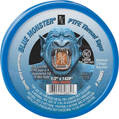 Mill-Rose 70885 Blue Monster PTFE Pipe Thread Sealant Tape, 1/2-Inch x 1429-Inches, Blue