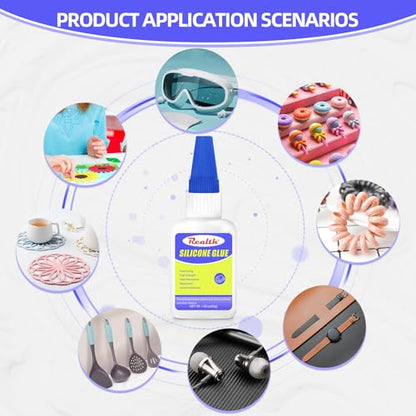 Silicone Glue Instant Glue 60g, Clear Waterproof Heat-Resistant Adhesive for Silicone Repair, Bonding Models, TPR, TPU & DIY Crafts - with Anti-Clog Cap, Fast-Drying Formula - size: 60g, style: Silicone Glue