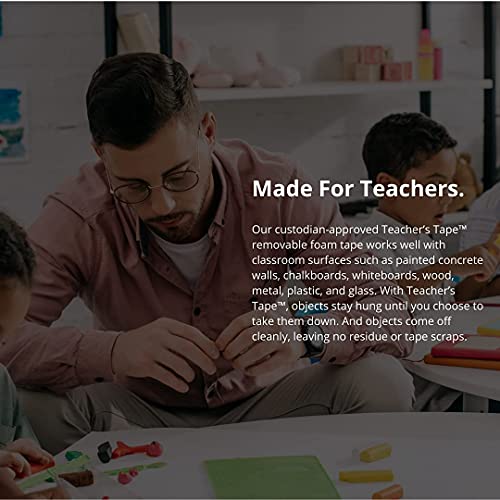 Duraco Teachers Tape™ Pads (12 Pads of 8 Pieces / 96 Pieces per Pack), Double-Sided Removable Foam Tape Pieces for Wall Mounting