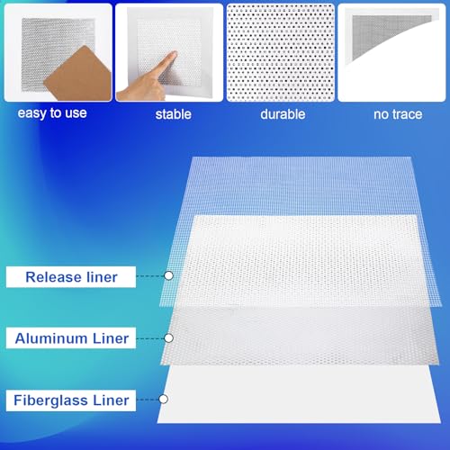 Blulu 30 Pcs 8 Inch Drywall Repair Kit Self Adhesive Mesh Drywall Patches for Holes, Repair Kit for for Aluminum Metal Ceiling Holes Wall Ceiling Tools - size: 8 Inch