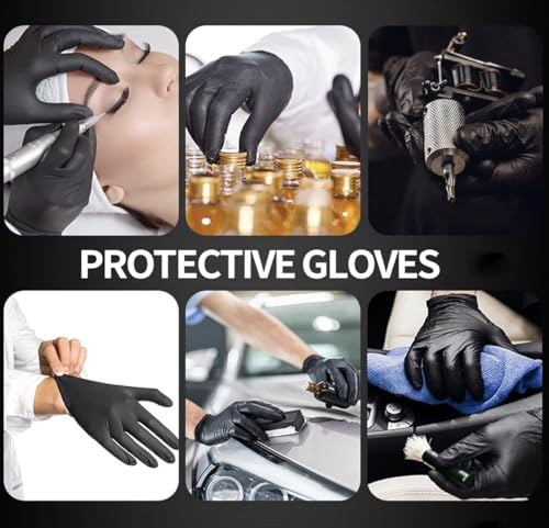 Ultra Stretch Pro 6 Mil Heavy Duty Black Disposable Nitrile Gloves, Chemical Resistant, Powder& Latex-Free, Finger Textured - size: Large (Pack of 100)