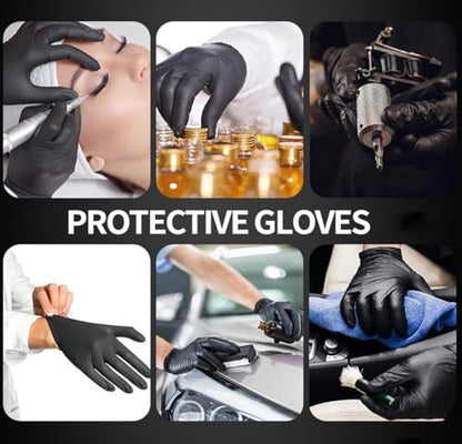 Ultra Stretch Pro 6 Mil Heavy Duty Black Disposable Nitrile Gloves, Chemical Resistant, Powder& Latex-Free, Finger Textured - size: Large (Pack of 100)