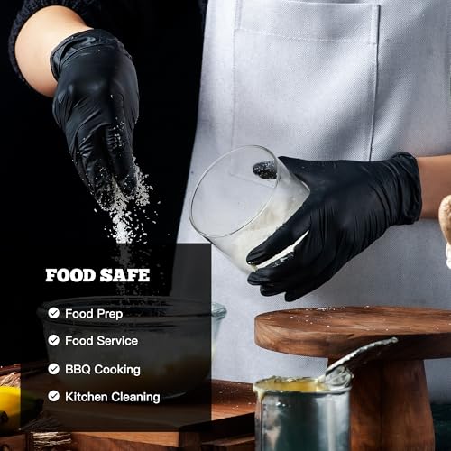 TitanFlex Disposable Nitrile Exam Gloves, 6-mil, Black, Heavy Duty, Latex Free, Food Safe for Cooking & Food Prep - color: 05 Black (Xxl, 100ct)