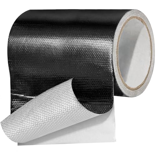 Tikfoam Waterproof Repair Tape for RV Underbelly, Awning, Tarp, Tent, Nylon, Sail and Boat Cover Outdoor Repair Patch, Heavy Duty, UVproof, Multipurpose Black, 6 in x 25FT - color: Black, size: 6 inch x 25FT