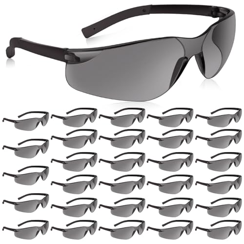 Salfboy 30 Pack Tinted Safety Glasses with ANSI Z87.1 Scratch Resistant Scratch Resistant Eyewear for Women Man Lab Goggles Eye Protection - color: 118-30 Gray