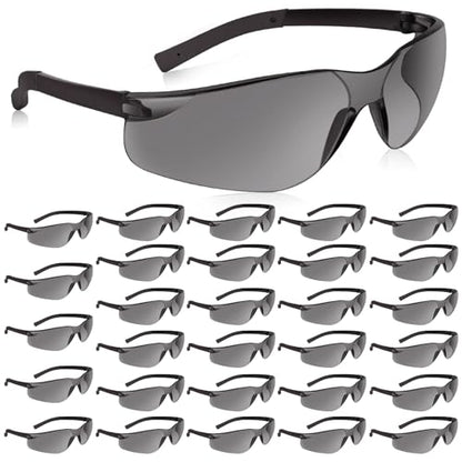 Salfboy 30 Pack Tinted Safety Glasses with ANSI Z87.1 Scratch Resistant Scratch Resistant Eyewear for Women Man Lab Goggles Eye Protection - color: 118-30 Gray