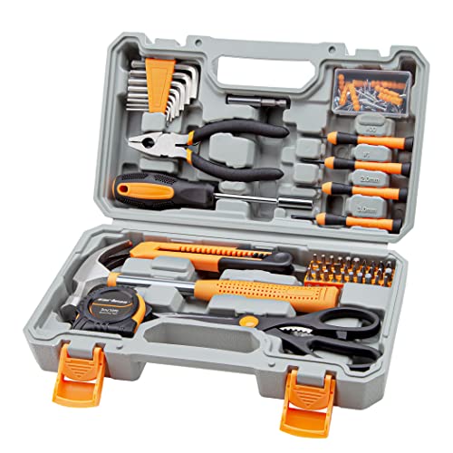 CARTMAN Home Tool Set Kit, Basic Household Hand Tools with Storage Case Light Orange - color: Light Orange