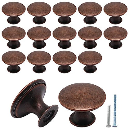 16 Pcs Oil Rubbed Bronze Cabinet Knobs, Round Dresser Knob Kitchen Drawer Knobs, Single Hole Cupboard Door Knob Dresser Drawer Pulls Handles - color: Oil Rubbed Bronze, size: 16 Pack