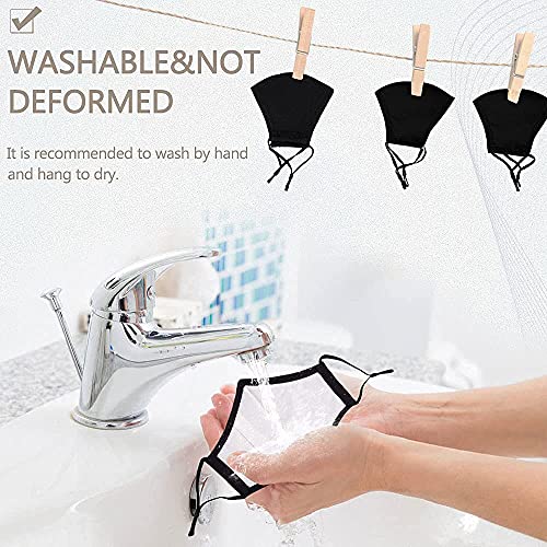 Black Reusable Breathable Cloth Face Protection，Adjustable Washable Male and Women Fashion Face Protection Cover - color: 6 Pcs