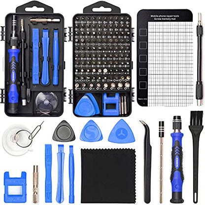 STREBITO Precision Magnetic Screwdriver Set 124-Piece Electronics Tool Kit with 101 Bits, for Computer, Laptop, Cell Phone, PC, MacBook, iPhone, PS4, PS5, Xbox Repair - color: Blue