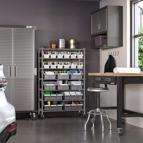 Seville Classics Commerical Grade NSF-Certified Bin Rack Storage Steel Wire Shelving System - 22 Bins - Gray - color: Gray, size: 22 Bin