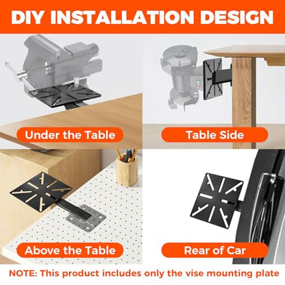 Mount Vise and Grinder,Heavy Duty Carbon Steel Single Mount Plate for Trailer Hitch, Portable Tool Mount for Bench Vise & Grinder (2" Receiver) - size: Mounting Plate Only