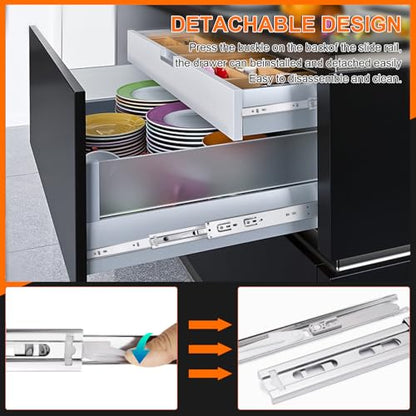 12 inch Drawer Slides 6 Pairs (12pcs) Soft Self Close 3 fold Full Extension Ball Bearing Cabinet Drawer Glides Side Mount for Dresser, Cabinet, Kitchen 100 LB Capacity 12" Silver - size: 12inch-300mm