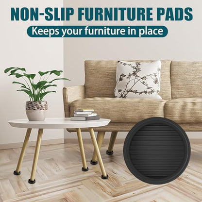 2 x 2 Rubber Caster Cups, Round Non Slip Furniture Pads, Non Skid Furniture Cups, Anti-Slip Gripper Furniture Caster Floor Grip, Anti Skid Leg Coasters Floor Protector for Bed Couch Stoppers(4 Pack) - size: Black-2x2 inch